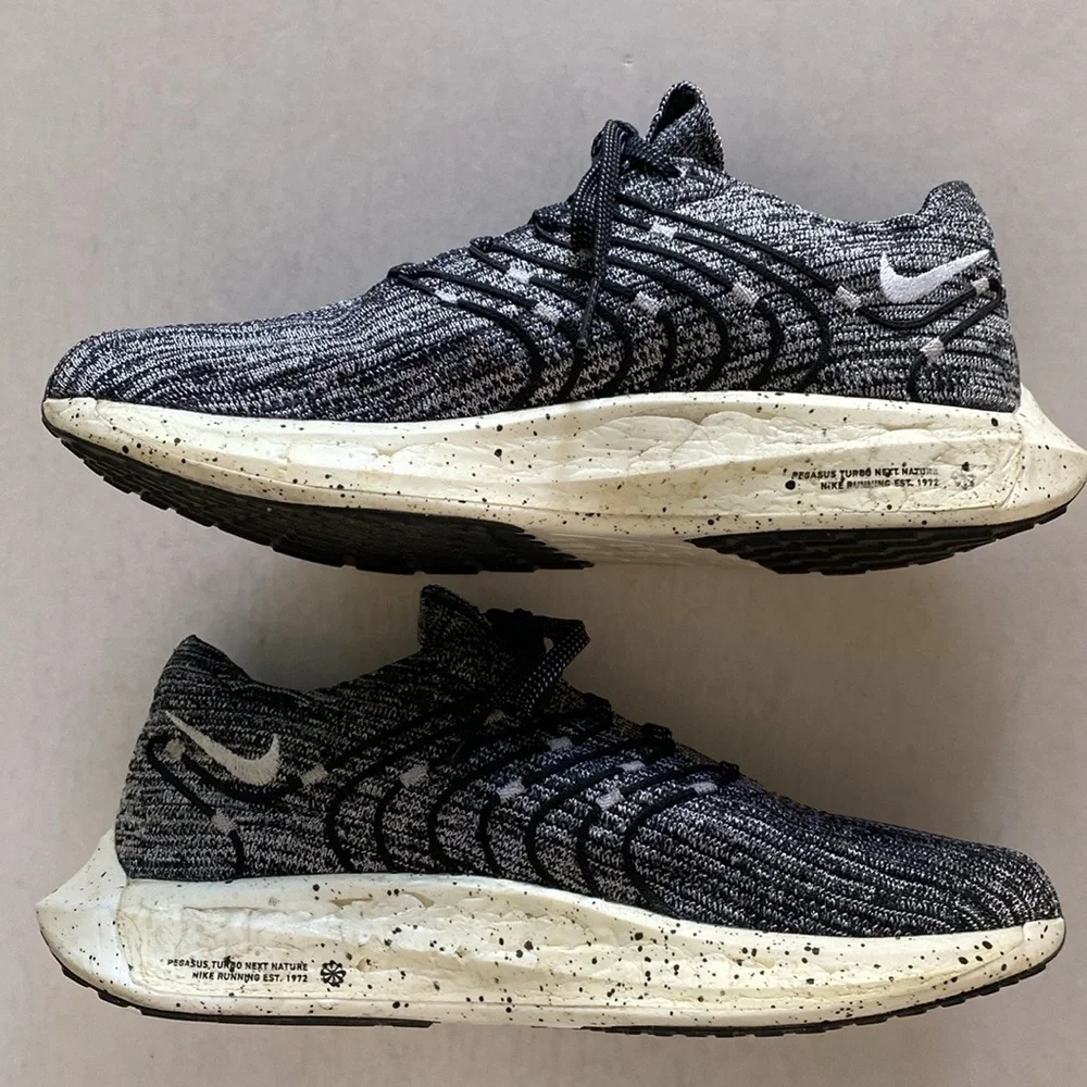 NIKE Pegasus Turbo Next Nature ZoomX Foam Black/White Sneakers DM3414-005 Sz 10